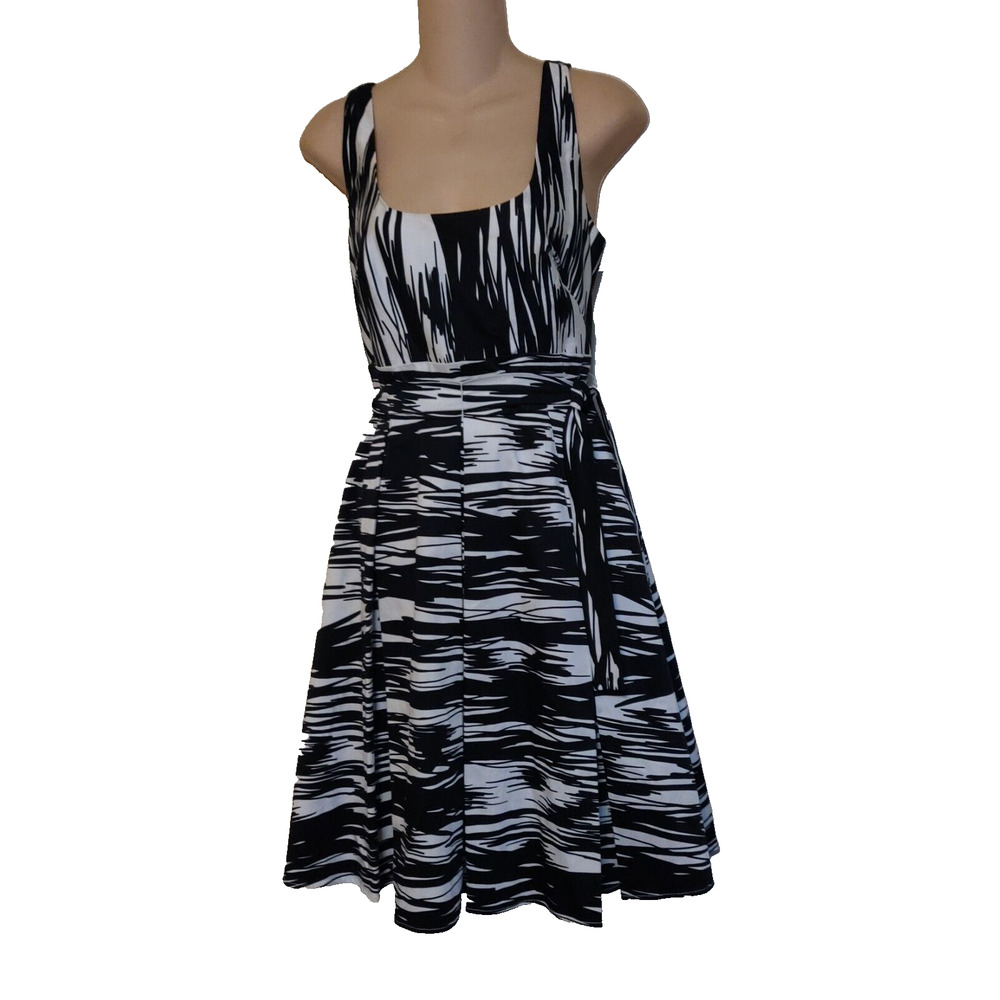 Black & White Dress CALVIN KLEIN Women Size 10 SLEEVELESS Zebra Quiet Luxury - Picture 2 of 16